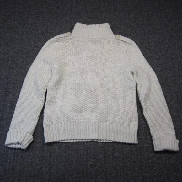 Talbots Cardigan L Ivory Lambswool Angora Soft Textured Knit Mock Neck‎ Preppy - Picture 3 of 10